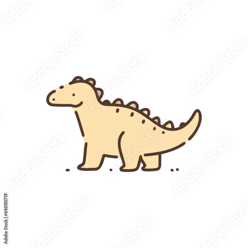 Tiny dinosaur. Baby dino. Easy drawing line work. Simple vector isolated on white background. Mini design for t-shirt  tattoo  invitation  emblem  stickers.