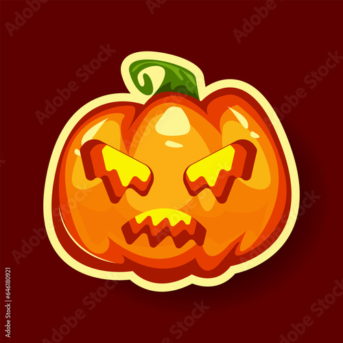 Single pumpkin halloween scary face 