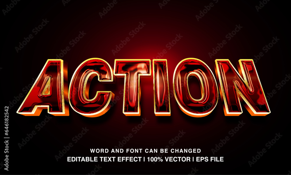 100 Clean Action editable text effect template, 3d bold cartoon blue glossy typeface, premium vector
