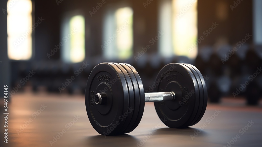 Barbell on a gym background Barbell on a gym background