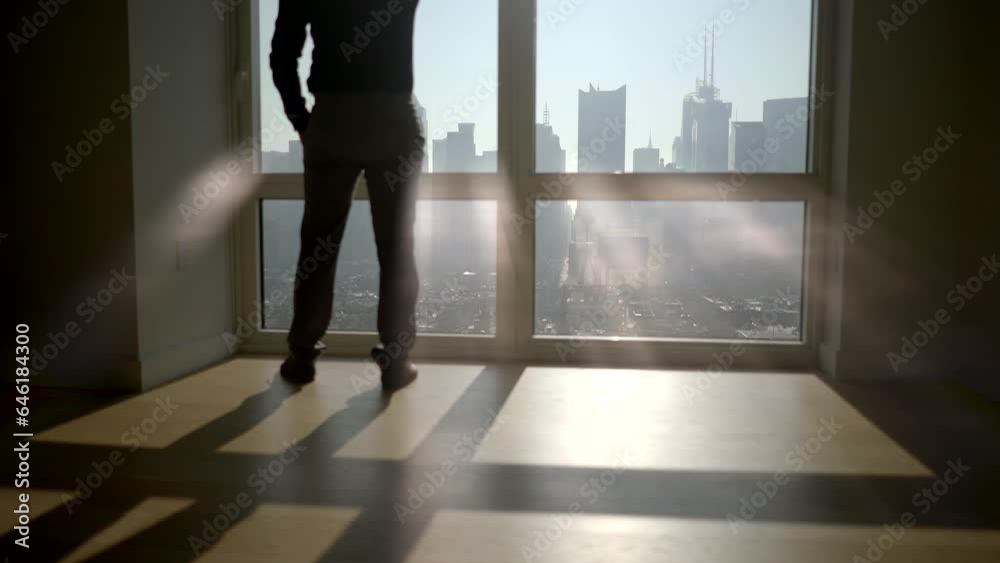 Businessman Starting To Work in Modern Office Opening Window Blinds Businessman Starting To Work in Modern Office Opening Window Blinds