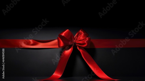 Red ribbon on dark background, World AIDS Day, concept of helping those in need