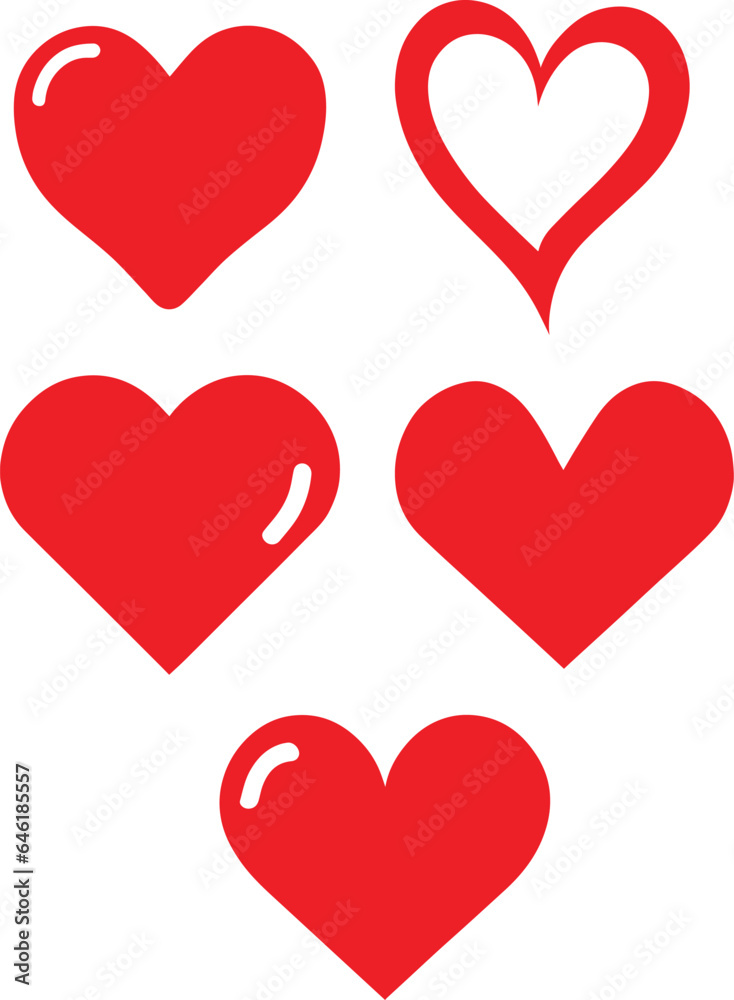 Heart Icon vector silhouette illustration red color