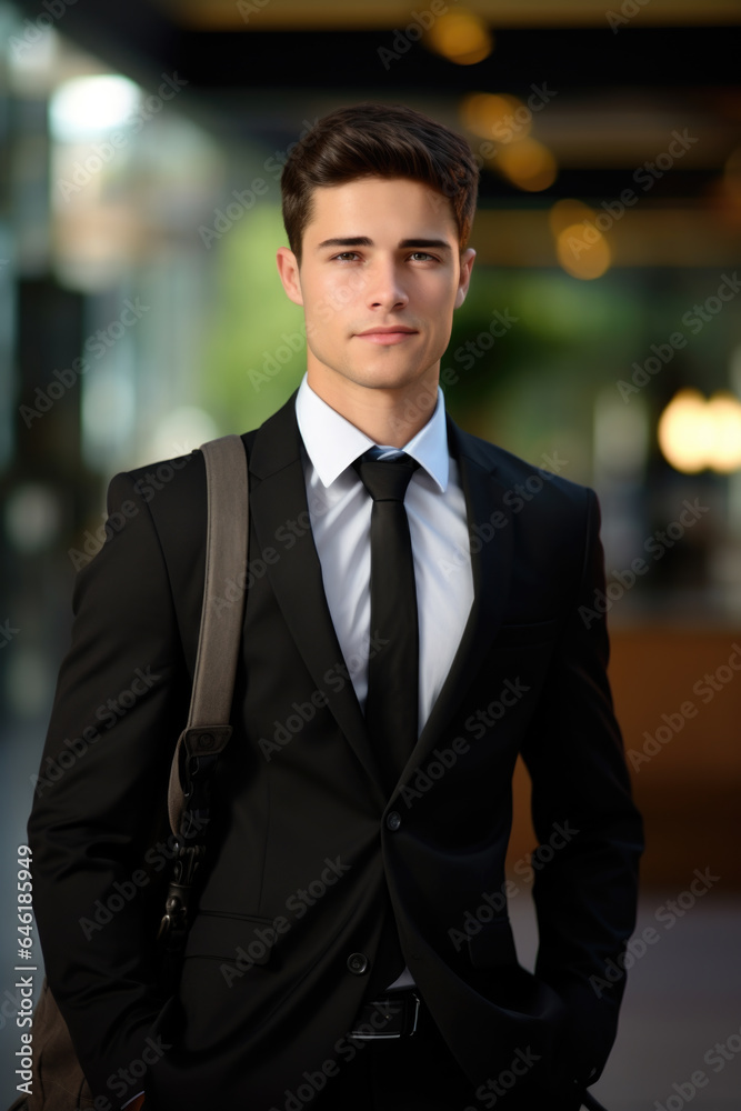 Fototapeta premium Confident Businessman Ready to Work - Generative AI