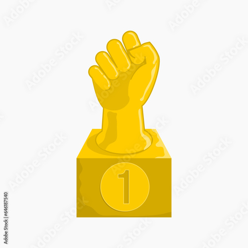 A gold trophy in the shape of a fist, suitable for rewarding diligent workers as appreciation for their efforts