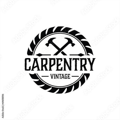 vector design of carpentry tools with saw blade and hammer