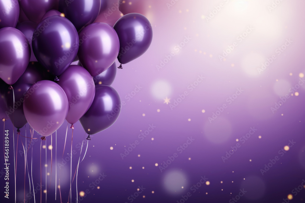 Purple Birthday Balloons Generative AI