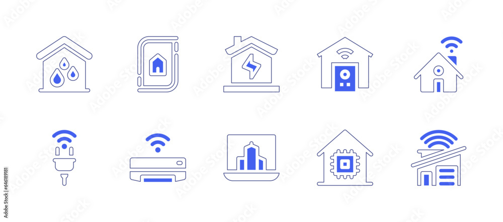 Smart house icon set. Duotone style line stroke and bold. Vector ...