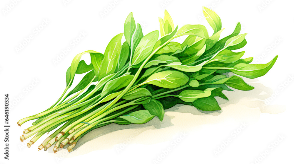Obraz premium 空心菜の水彩イラスト