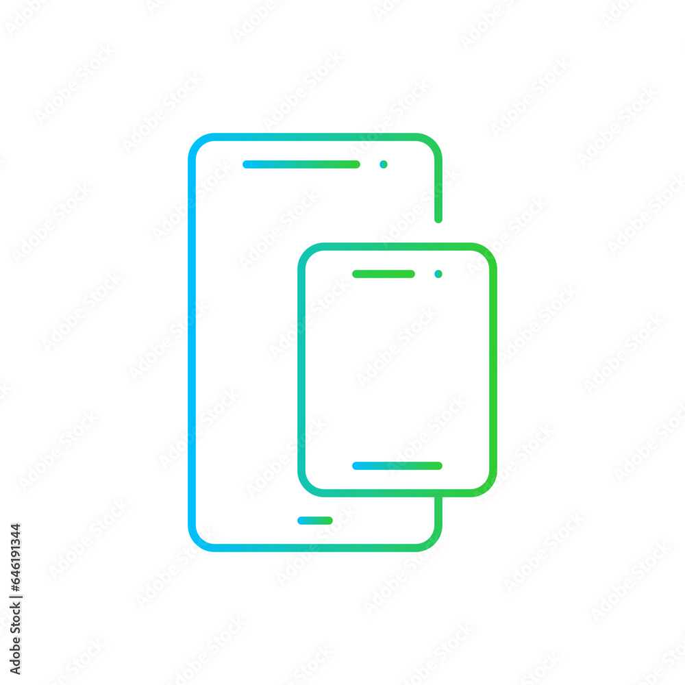 Device digital marketing icon with blue and green gradient outline style. phone, technology, screen, mobile, laptop, tablet, digital. Vector Illustration Device digital marketing icon with blue and green gradient outline style. phone, technology, screen, mobile, laptop, tablet, digital. Vector Illustration