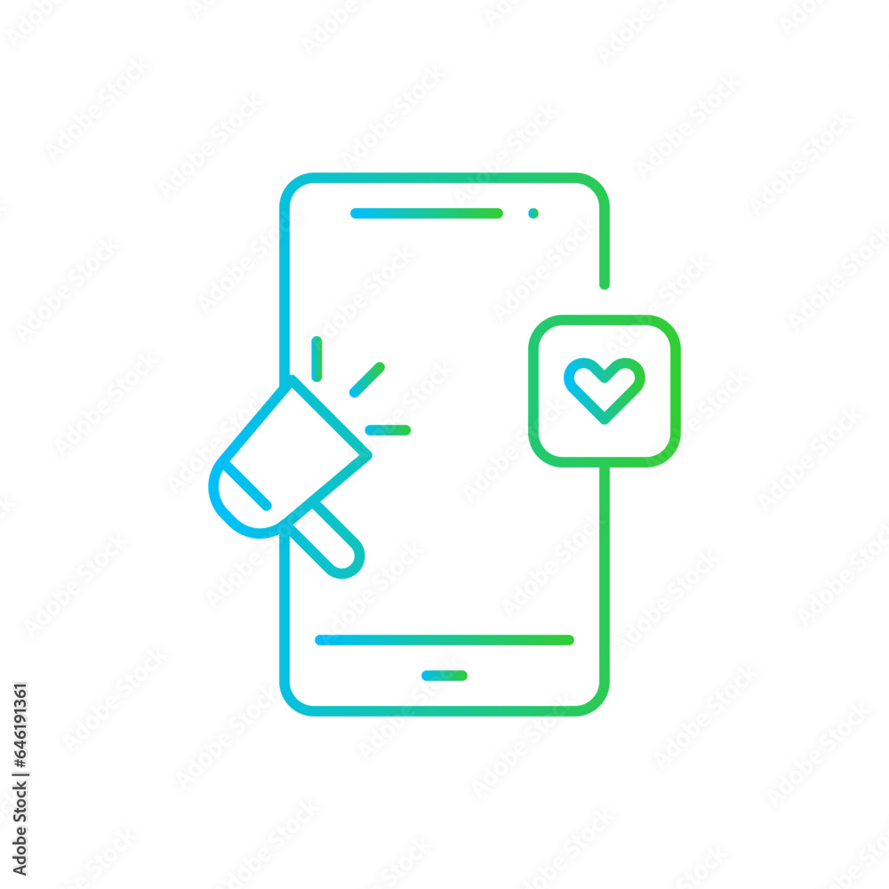 Viral digital marketing icon with blue and green gradient outline style. viral, social, marketing, concept, media, online, technology. Vector Illustration Viral digital marketing icon with blue and green gradient outline style. viral, social, marketing, concept, media, online, technology. Vector Illustration