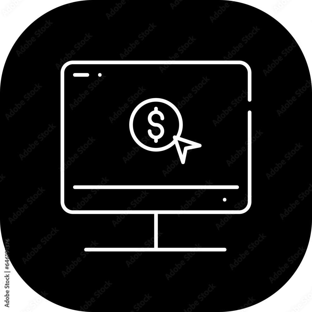 Pay per click digital marketing icon with black filled line outline style. internet, marketing, technology, pay, click, online. Vector Illustration