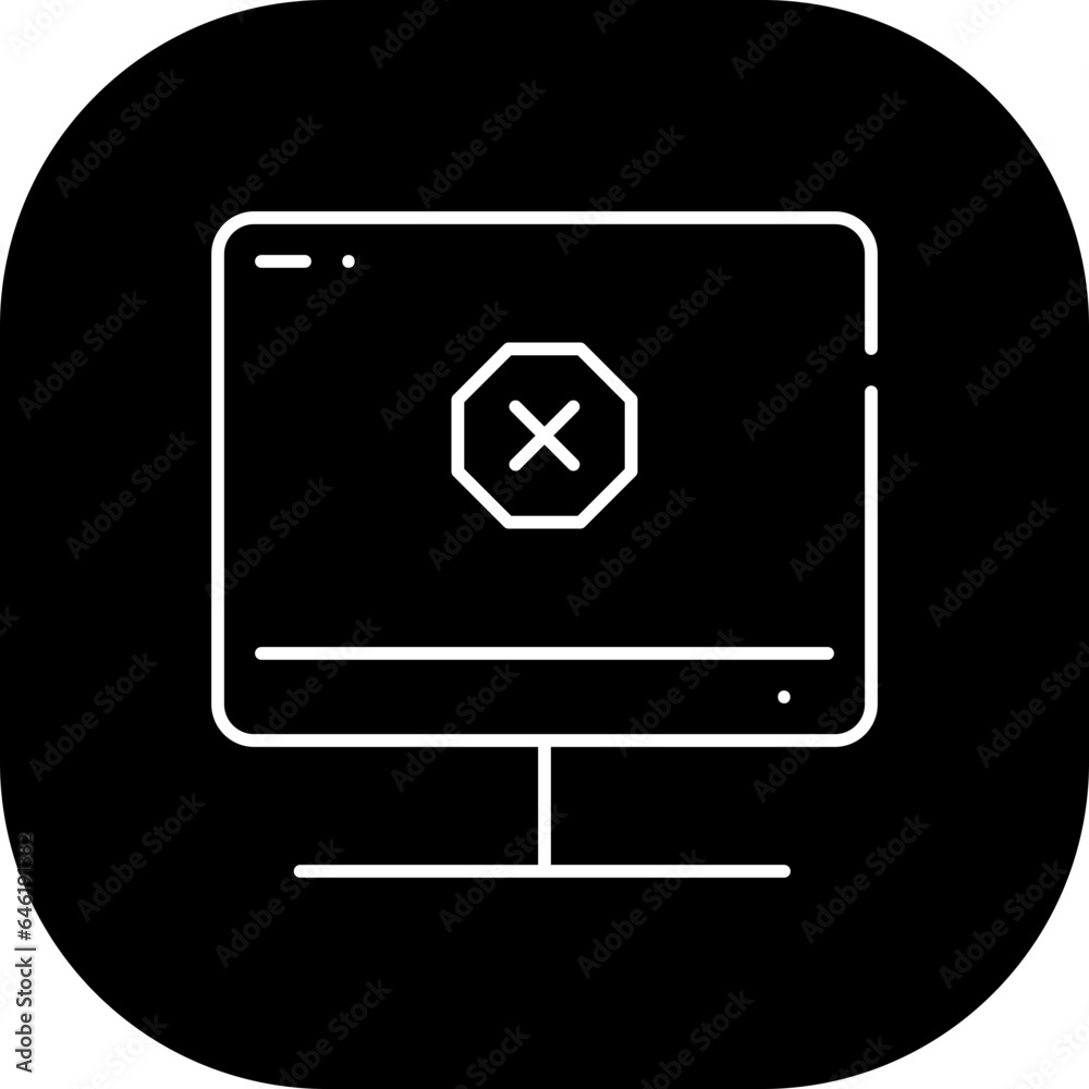 Ad blocker digital marketing icon with black filled line outline style. ad, block, stop, advertising, internet, sign, blocker. Vector Illustration