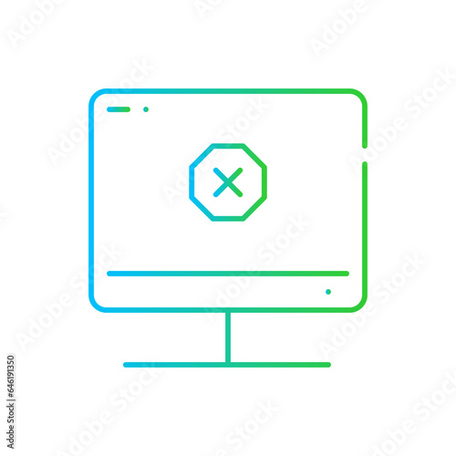 Ad blocker digital marketing icon with blue and green gradient outline style. ad, block, stop, advertising, internet, sign, blocker. Vector Illustration
