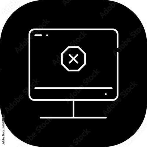 Ad blocker digital marketing icon with black filled line outline style. ad, block, stop, advertising, internet, sign, blocker. Vector Illustration