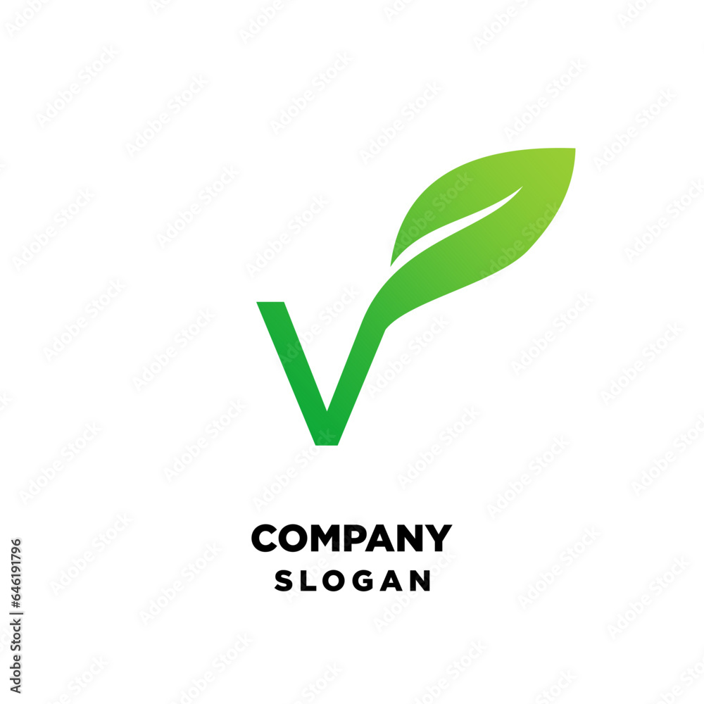 Letter V Leaf icon logo vector template Letter V Leaf icon logo vector template