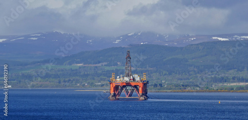Invergordon Scotland- Cromarty Firth a graveyard for abandoned oil rigs-in the northern highlands. photo