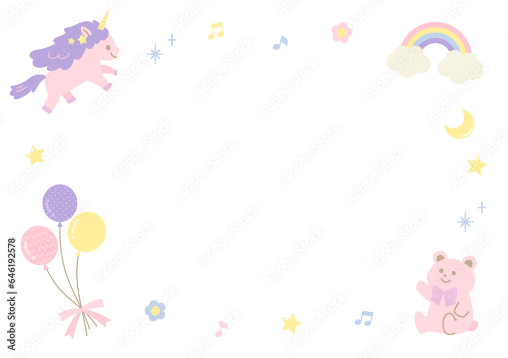 fairy tale frame with unicorn and bear fairy tale frame with unicorn and bear