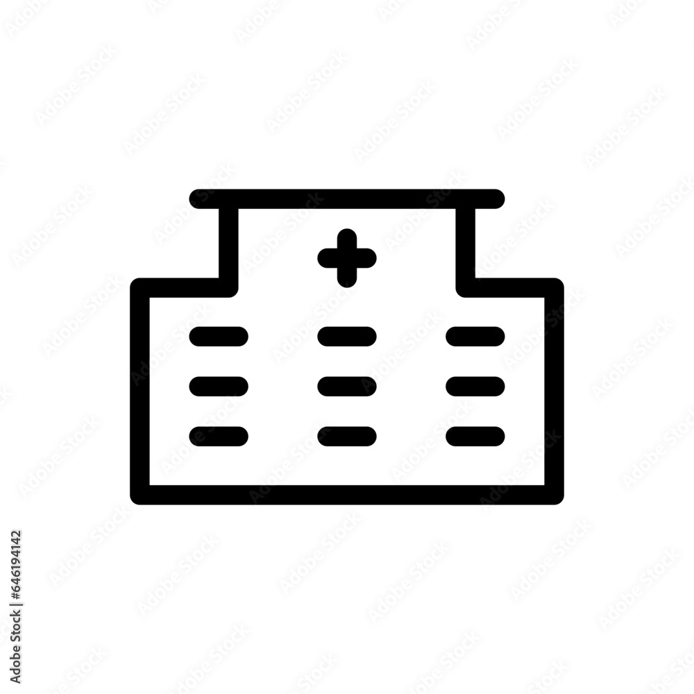 Hospital medical and health icon with black outline style. hospital, medical, health, emergency, medicine, care, ambulance. Vector Illustration Hospital medical and health icon with black outline style. hospital, medical, health, emergency, medicine, care, ambulance. Vector Illustration