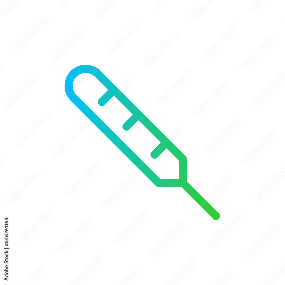 Thermometer medical and health icon with blue and green gradient outline style. thermometer, temperature, sign, cold, symbol, hot, medical. Vector Illustration Thermometer medical and health icon with blue and green gradient outline style. thermometer, temperature, sign, cold, symbol, hot, medical. Vector Illustration