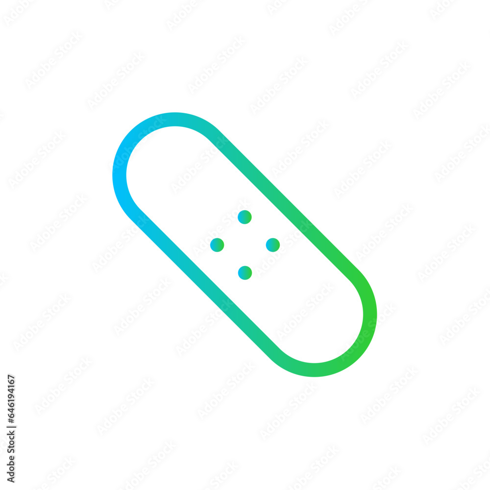 Bandage medical and health icon with blue and green gradient outline style. medical, bandage, medicine, symbol, health, sign, pharmacy. Vector Illustration Bandage medical and health icon with blue and green gradient outline style. medical, bandage, medicine, symbol, health, sign, pharmacy. Vector Illustration