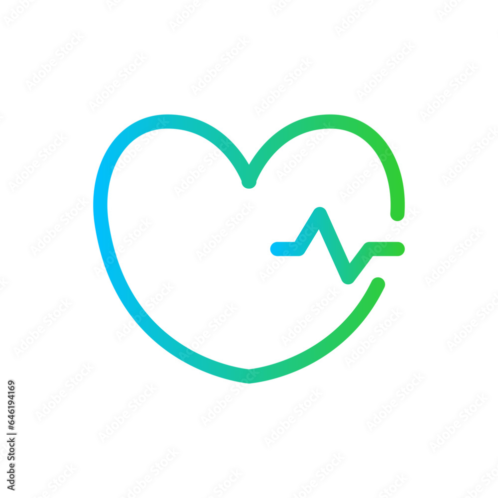 Heart beat medical and health icon with blue and green gradient outline style. health, heart, heartbeat, graphic, medical, care, isolated. Vector Illustration Heart beat medical and health icon with blue and green gradient outline style. health, heart, heartbeat, graphic, medical, care, isolated. Vector Illustration