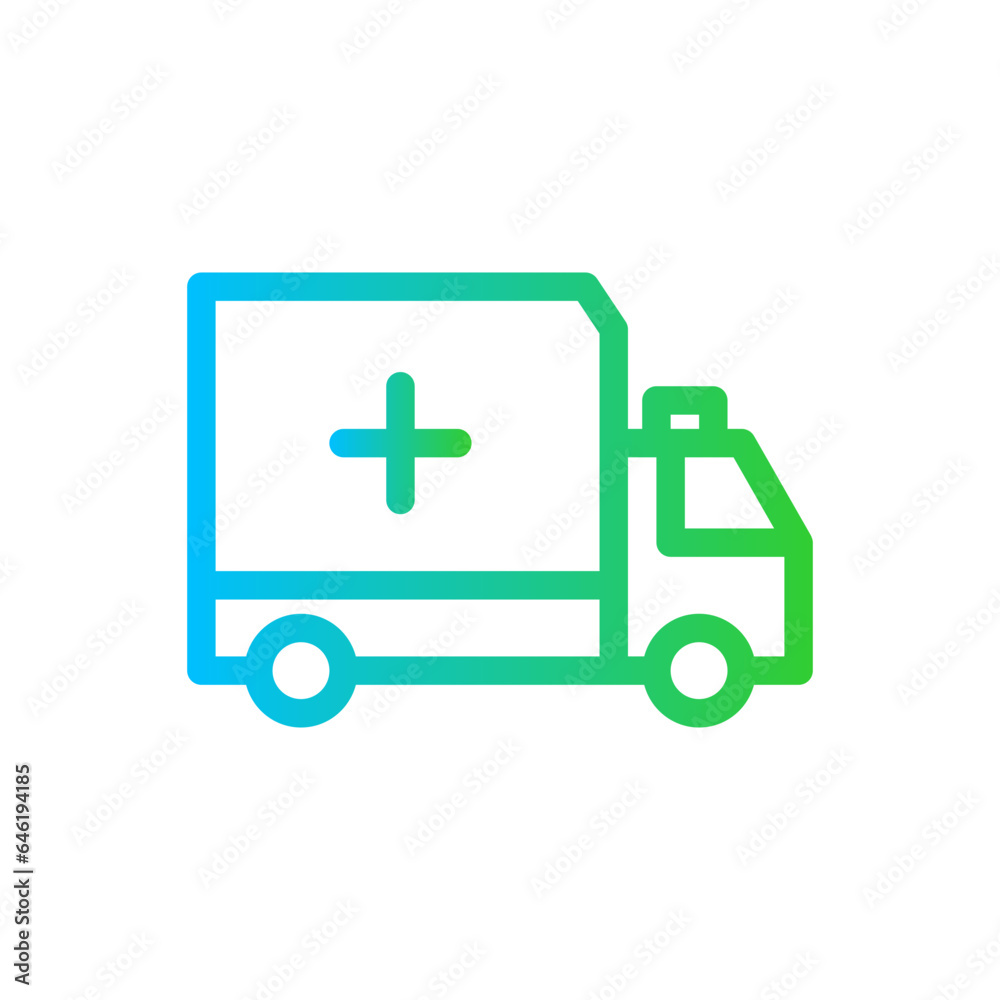 Ambulance medical and health icon with blue and green gradient outline style. ambulance, emergency, medical, hospital, health, sign, symbol. Vector Illustration Ambulance medical and health icon with blue and green gradient outline style. ambulance, emergency, medical, hospital, health, sign, symbol. Vector Illustration