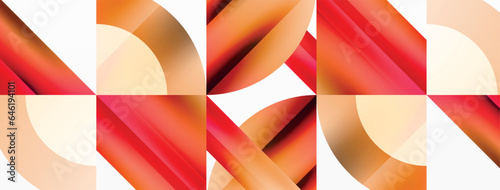 Minimalist marvel - squares and circles unite in harmonious geometry. Muted tones weave serene backdrop where structured tiles form dance of timeless elegance, epitomizing modern simplicity