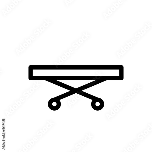 Stretcher medical and health icon with black outline style. stretcher, medical, hospital, emergency, sign, help, health. Vector Illustration