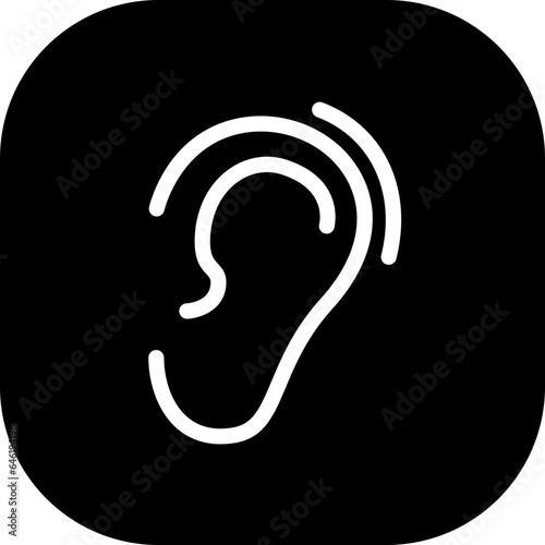 Deaf medical and health icon with black filled line outline style. deaf, symbol, sign, isolated, human, deafness. Vector Illustration