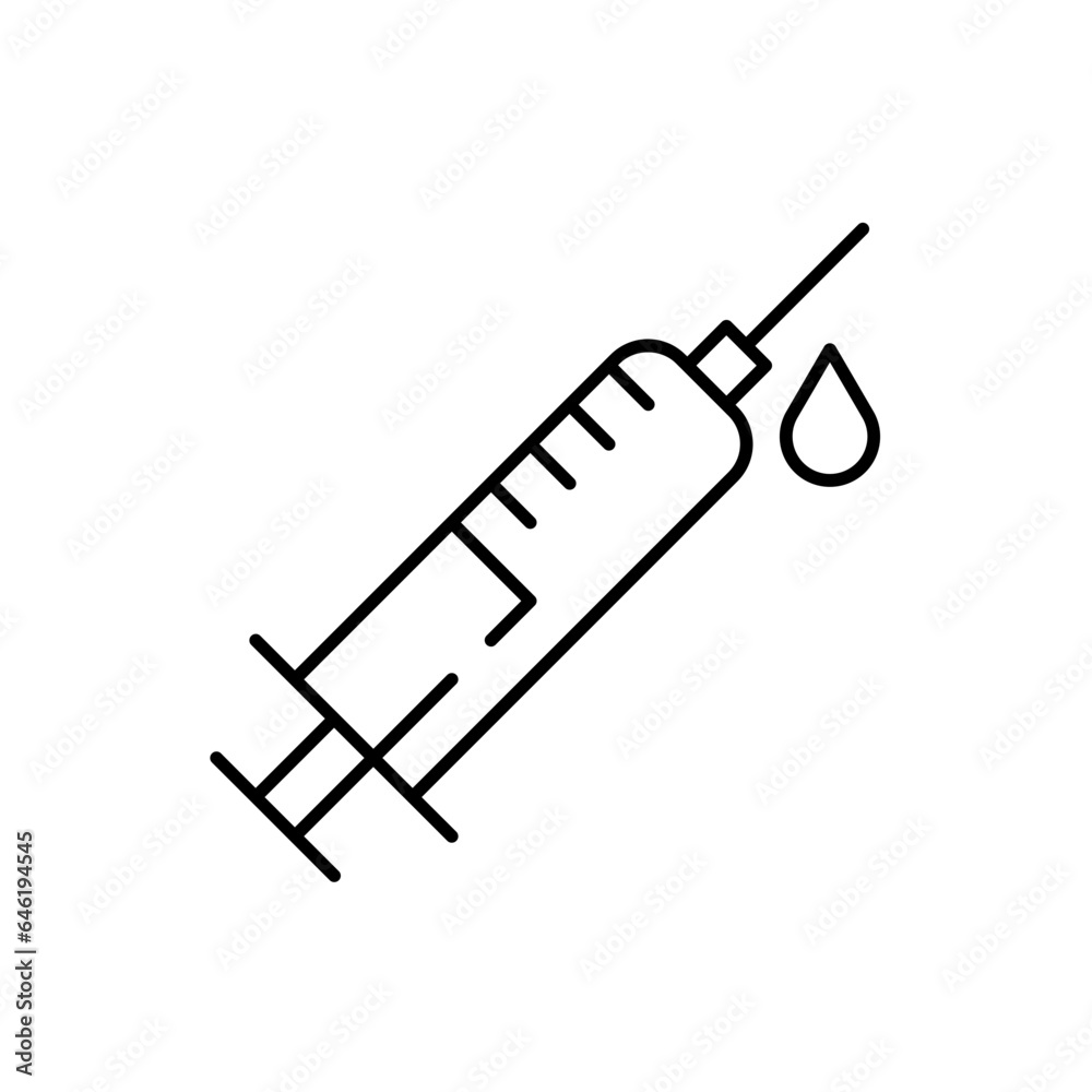 Syringe medical and health icon with black outline. syringe, injection, medical, vaccine, health, medicine, treatment. Vector illustration Syringe medical and health icon with black outline. syringe, injection, medical, vaccine, health, medicine, treatment. Vector illustration