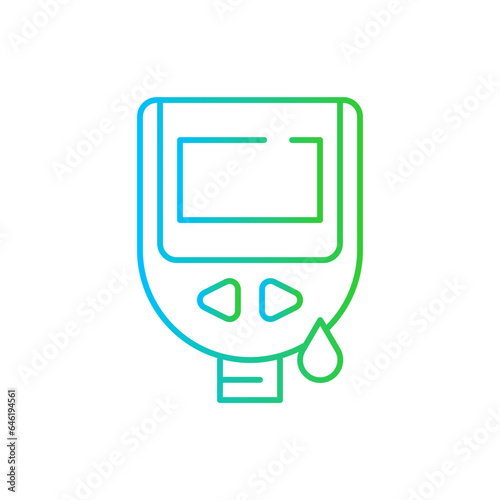 Glucometer medical and health icon with blue and green gradient outline. glucometer, diabetes, sugar, medical, glucose, diabetic, health. Vector illustration