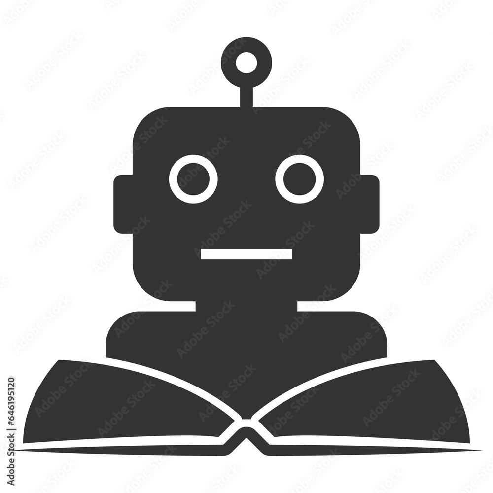 Vector illustration of robot education icon in dark color and transparent background(png). Vector illustration of robot education icon in dark color and transparent background(png).