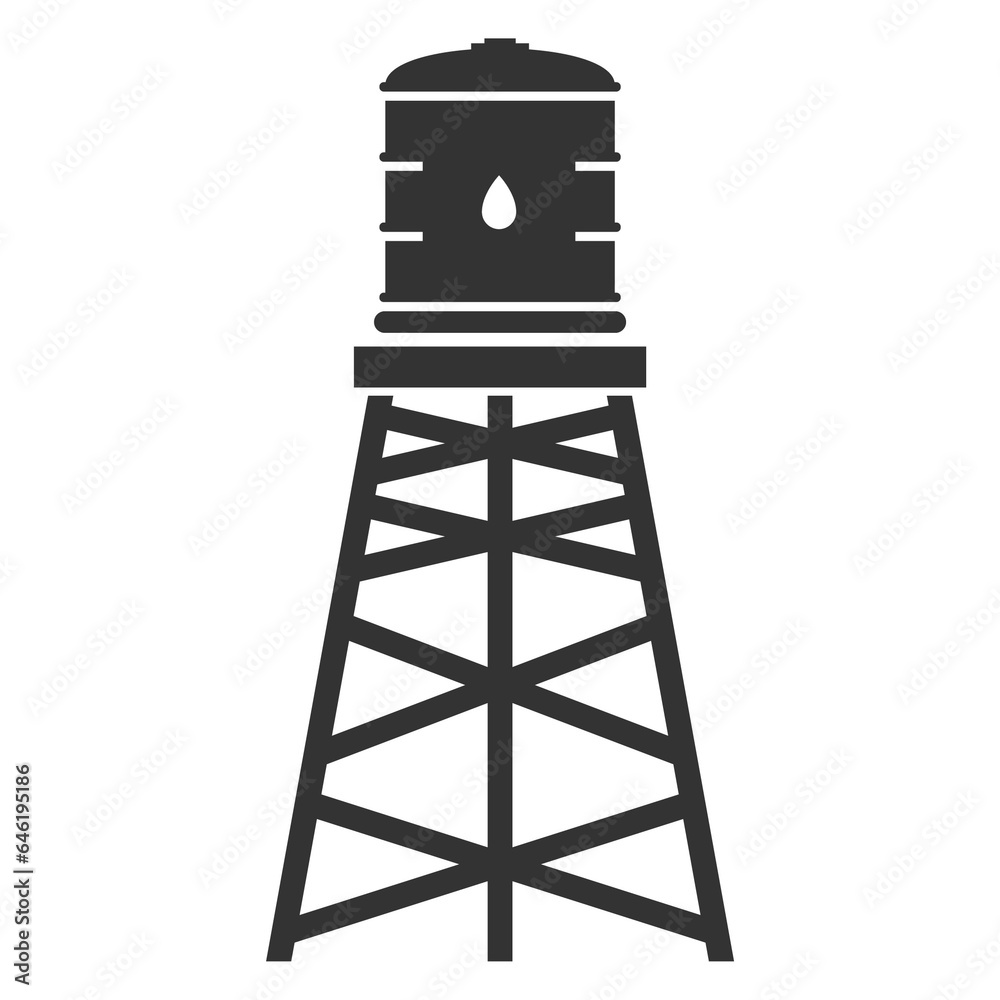 Vector illustration of water reservoir icon in dark color and transparent background(png).