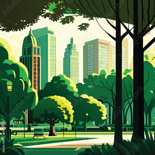 Park in the city vector