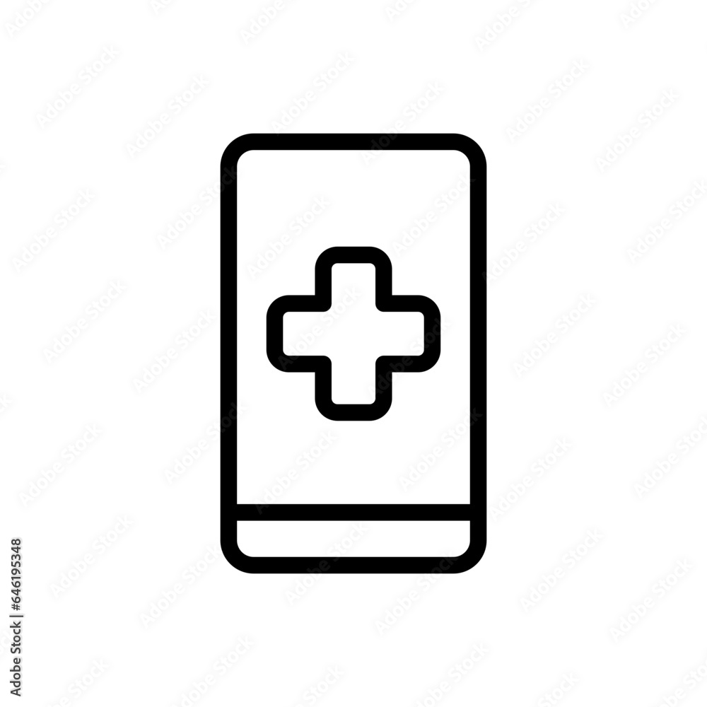 Medical app medical and health icon with black outline style. medical, app, symbol, health, sign, set, line. Vector Illustration Medical app medical and health icon with black outline style. medical, app, symbol, health, sign, set, line. Vector Illustration