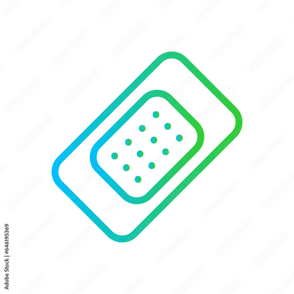 Wound plaster medical and health icon with blue and green gradient outline style. health, medical, medicine, help, pharmacy, bandage, recovery. Vector Illustration Wound plaster medical and health icon with blue and green gradient outline style. health, medical, medicine, help, pharmacy, bandage, recovery. Vector Illustration