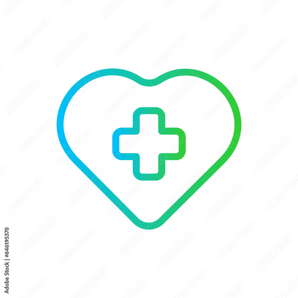 Health care medical and health icon with blue and green gradient outline style. health, care, medical, medicine, hospital, doctor, symbol. Vector Illustration Health care medical and health icon with blue and green gradient outline style. health, care, medical, medicine, hospital, doctor, symbol. Vector Illustration
