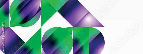 Serene gradient template. Circles and triangles mingle in minimalist perfection. Gentle fusion of forms and hues creates balanced yet captivating backdrop, embodying modern sophistication