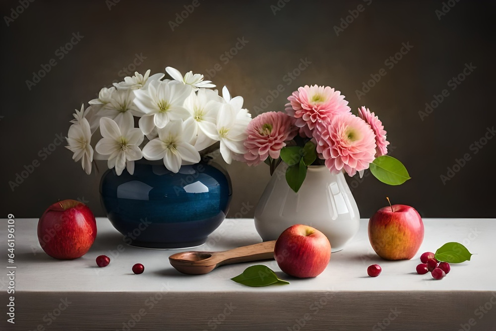 still life with flowers generated ai