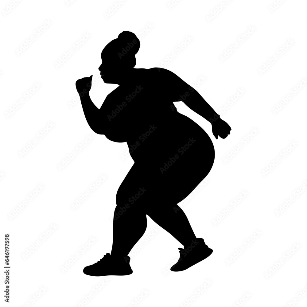Vector illustration. Silhouette of a woman doing sports. Losing weight.