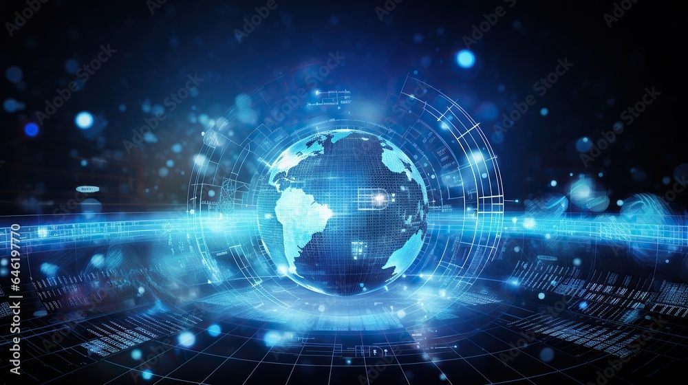 Abstract background of future technology concept for business solutions. circle, globe. Generative AI Abstract background of future technology concept for business solutions. circle, globe. Generative AI