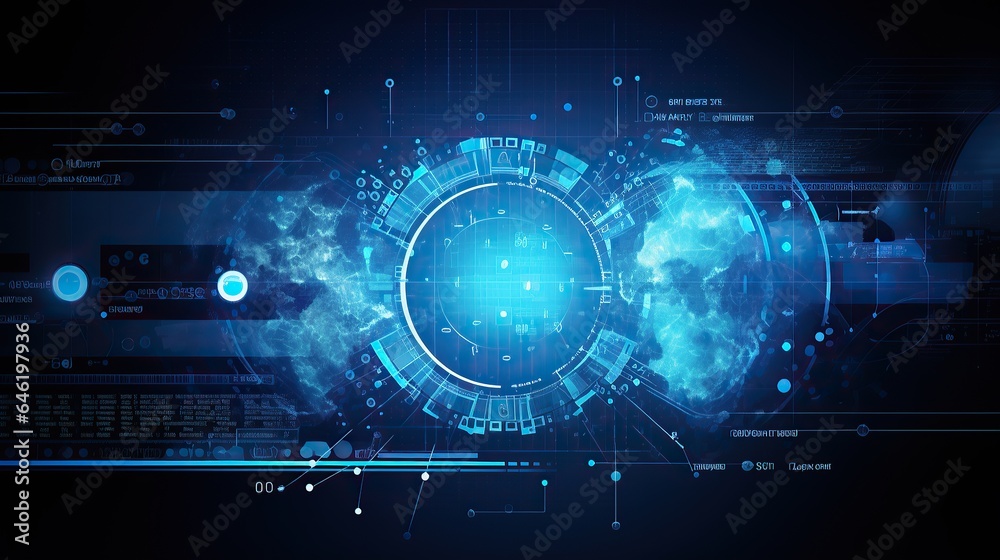 Abstract background of future technology concept for business solutions.circle,globe. Generative AI - obrazy, fototapety, plakaty 