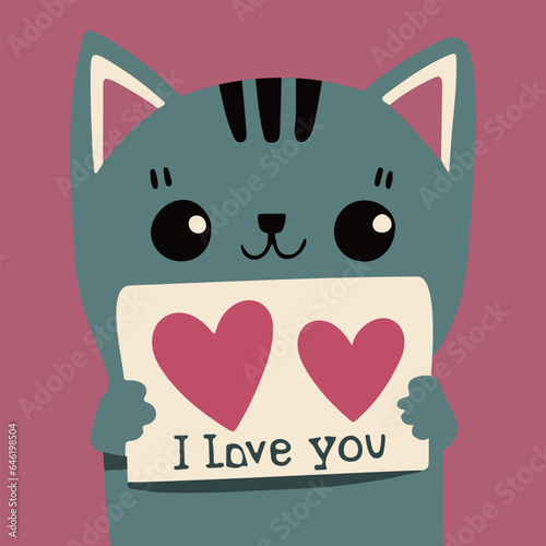 A cute cat with a confession of love