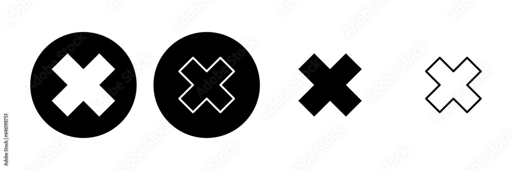 Close icon set. Delete icon vector. cross sign Close icon set. Delete icon vector. cross sign