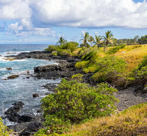 The Rugged Shoreline of Kaihalulu Bay, Hana, Maui, Hawaii, USA