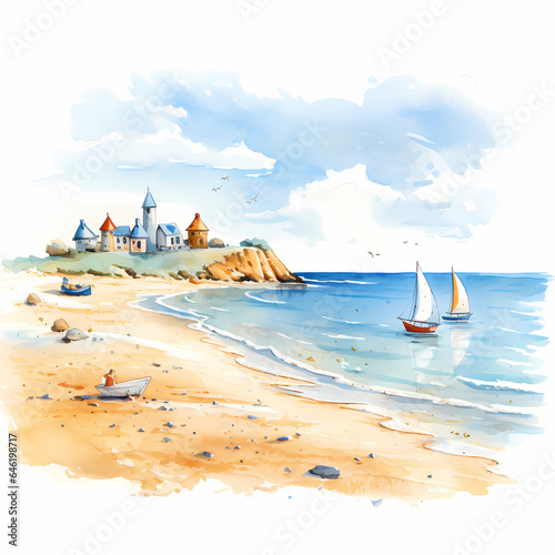 Holiday at beach Watercolor