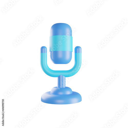 podcast microphone 3d isolated icon