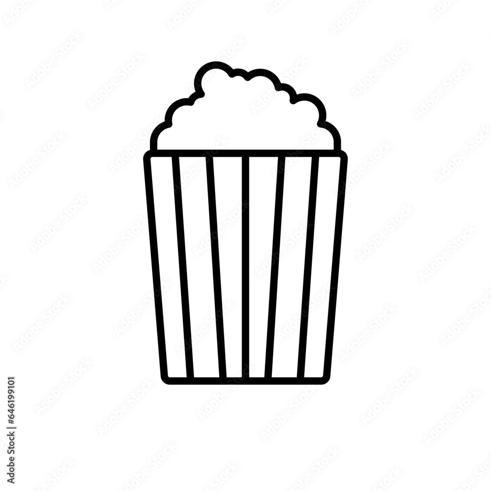Popcorn food and drink icon with black outline style. popcorn, cinema, movie, food, film, box, snack. Vector illustration Popcorn food and drink icon with black outline style. popcorn, cinema, movie, food, film, box, snack. Vector illustration