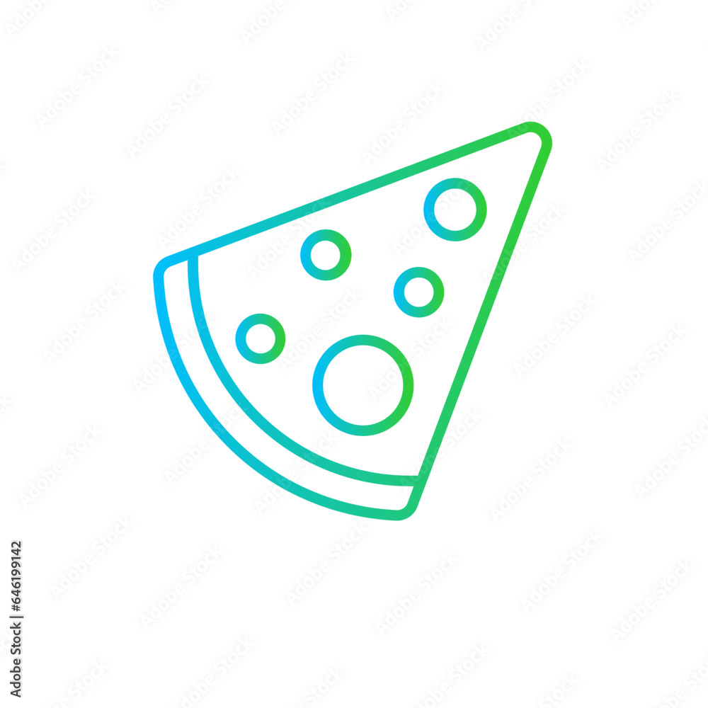 Pizza food and drink icon with blue and green gradient outline style. pizza, food, slice, restaurant, fast, cheese, italian. Vector illustration Pizza food and drink icon with blue and green gradient outline style. pizza, food, slice, restaurant, fast, cheese, italian. Vector illustration